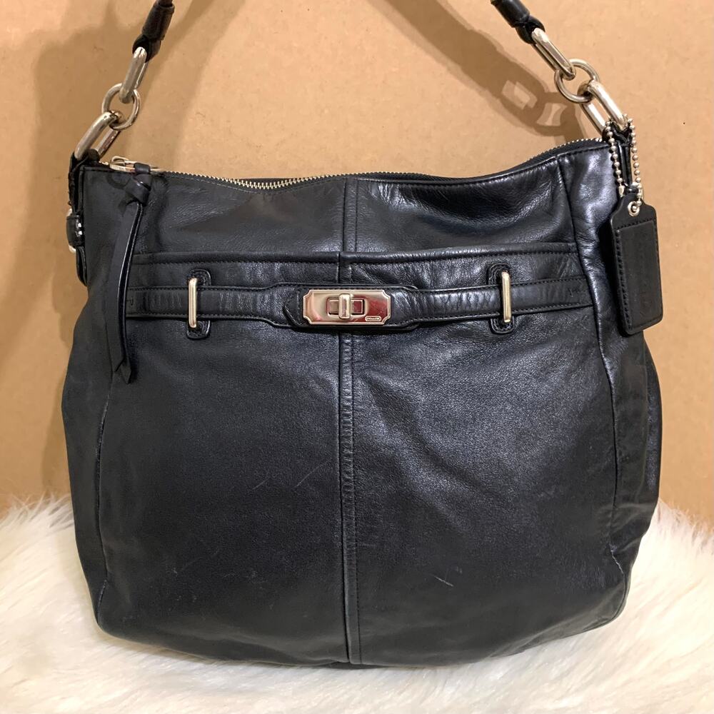 COACH CHELSEA Black Leather ASHLYN North South Hobo Shoulder Bag 17816